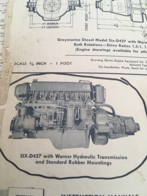 THETIS - ENGINES - 2 X GRAYMARINE 4 CYCLE 6 CYL (INSTALLED 1960)